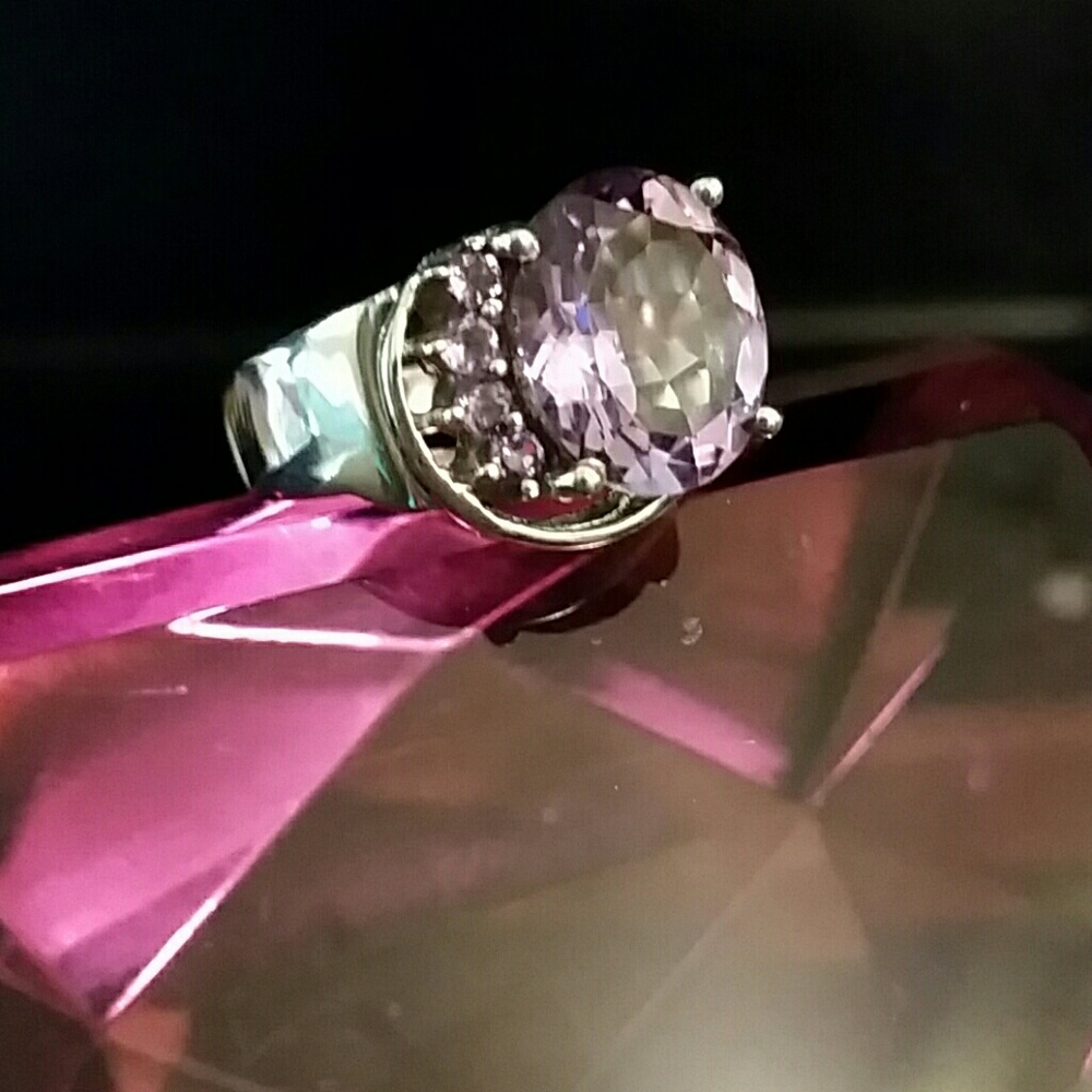 NWOT Solid 925 Sterling & Amethyst Ring Size 9.5